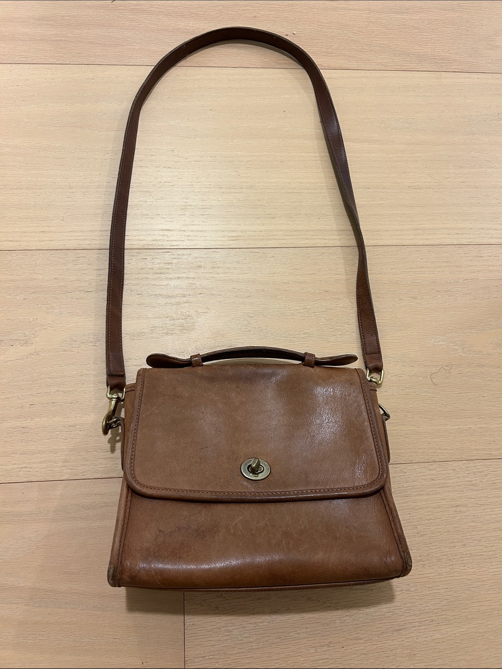 Coach Brown Leather Shoulder Bag with Top Handle